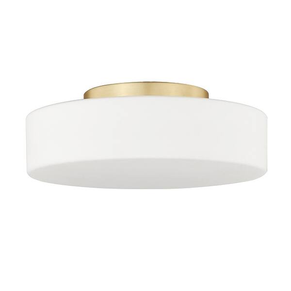 slide 2 of 9, Golden Lighting 3136-FM OP Toli 12" Wide LED Semi-Flush Drum Ceiling