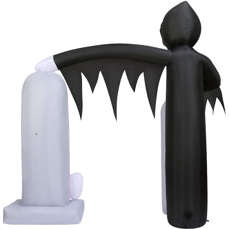 Haunted Hill Farm 8-ft. Prelit Inflatable Grim Reaper with Tombstone Arch