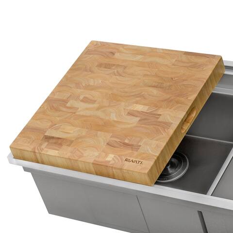 Ruvati 17 in. Grain French Oak Butcher Block Solid Wood Large Cutting Board