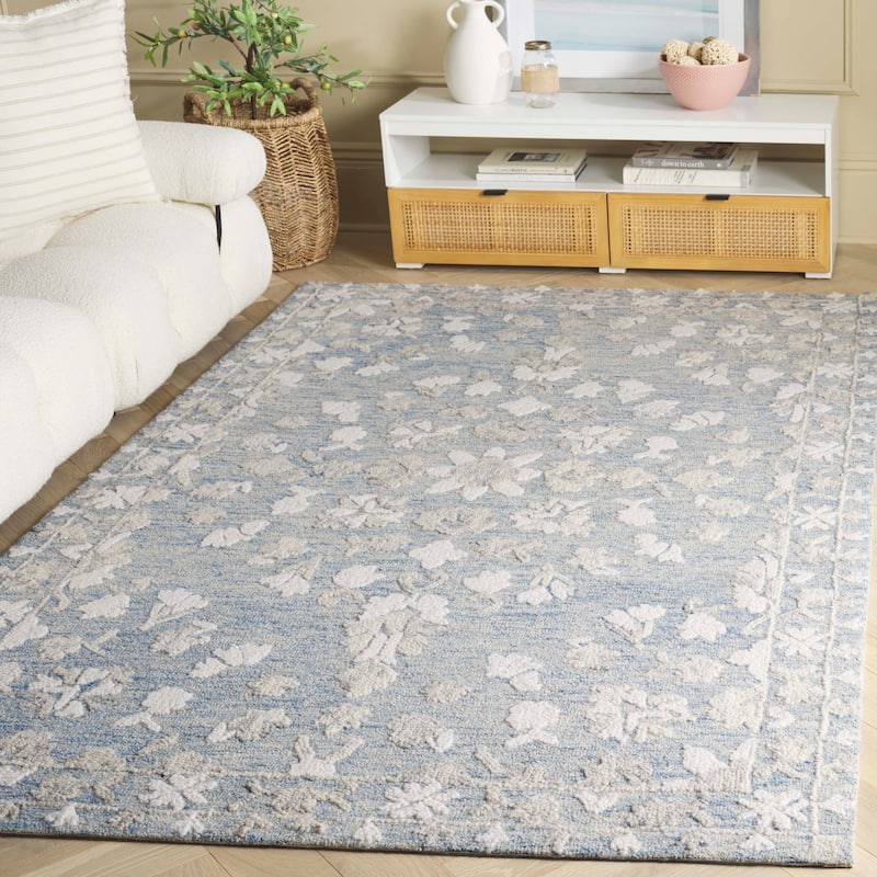 SAFAVIEH Handmade Marquee Margaret Wool Rug - 6' Square - Blue/Grey