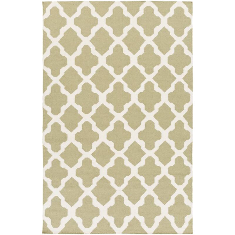 Hand-Woven Ashley Lattice Reverisble Flatweave Wool Area Rug - 5' x 8'