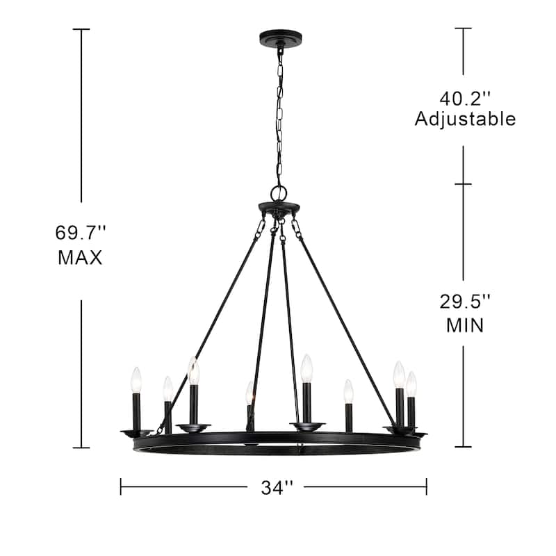 Eva 8-Light Metal Round Chandelier.