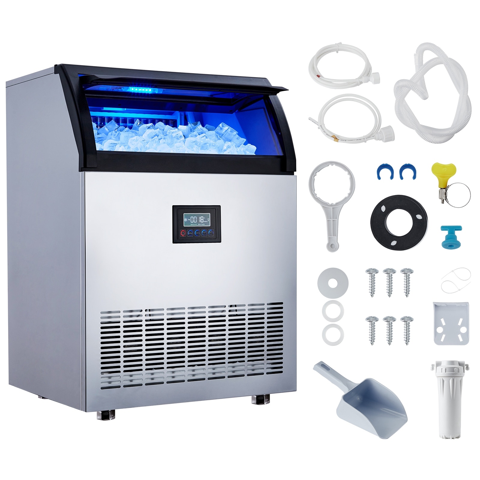 265 LBS/Day Commercial Ice Maker with 55 Lb Bin – Fast 120-Cube Output