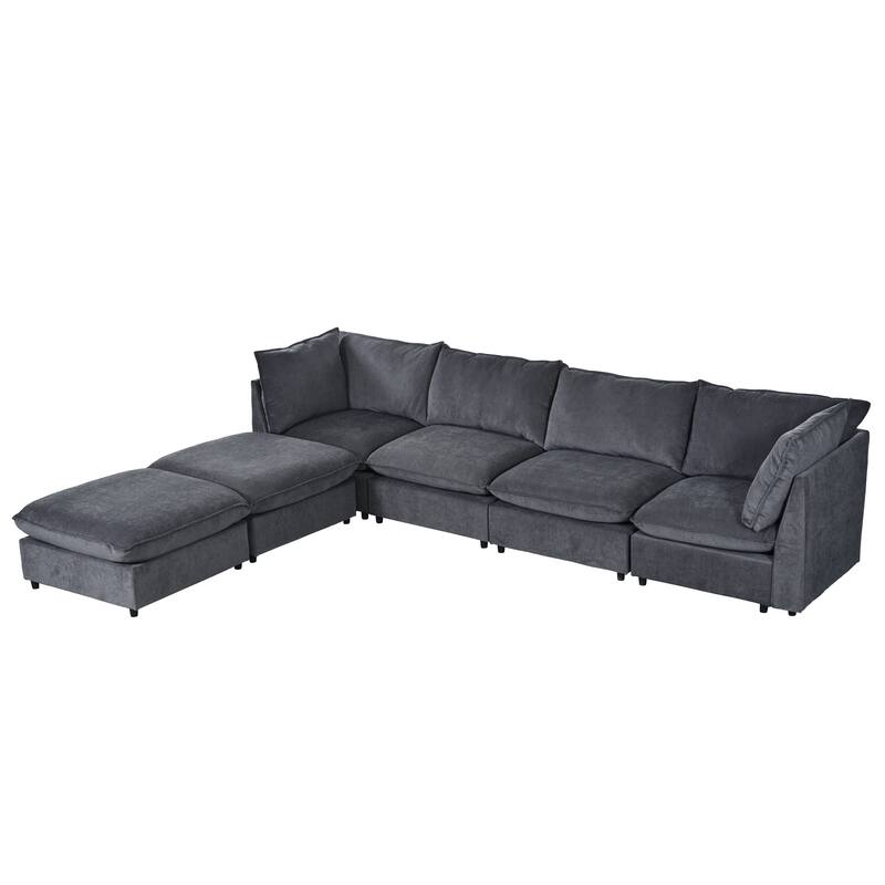 Modern Large U-Shape Sectional Sofa, 2 Large Chaise with Removable Ottomans