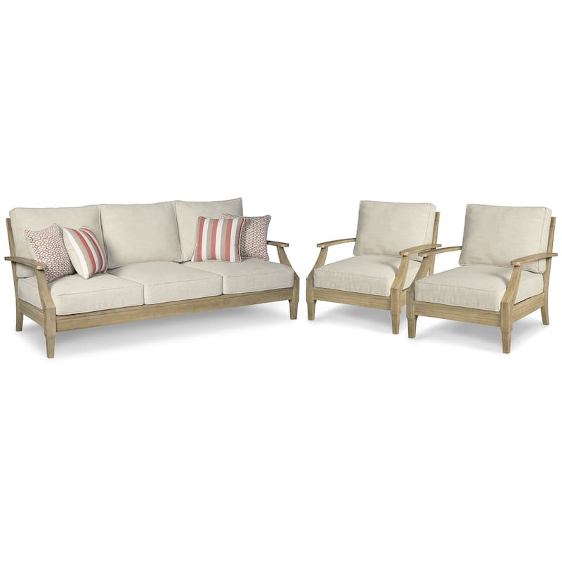 Signature Design by Ashley Clare View Beige 3-Piece Outdoor Package - 81"W x 35"D x 32"H
