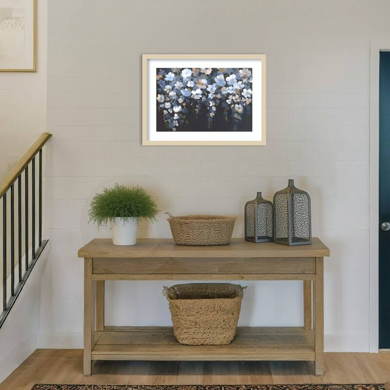 Hanging Blossoms in Tranquil Night by Hannah Dawson Wood Framed Wall Art Print
