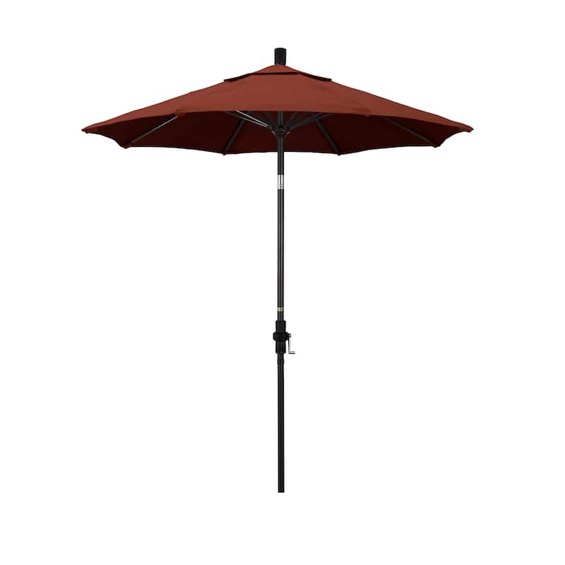 California Umbrella 7.5' Rd. Aluminum/Fiberglass Rib Patio Umb, Deluxe Crank Lift/Collar Tilt, Bronze Finish, Sunbrella Fabric - Henna