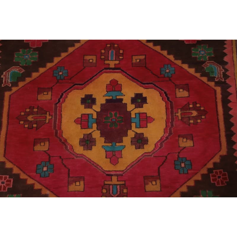 Hand Knotted Oriental 100% Wool Carpet Traditional Tribal Pink Ardebil Runner Rug - 9' 11'' X 4' 0''