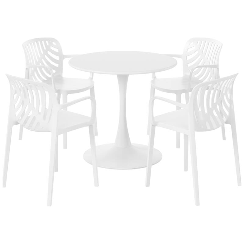 Frond and Form 4-Person Outdoor Round Dining Set - White