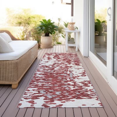 Machine Washable Indoor/ Outdoor Modern Abstract Chantille Rug