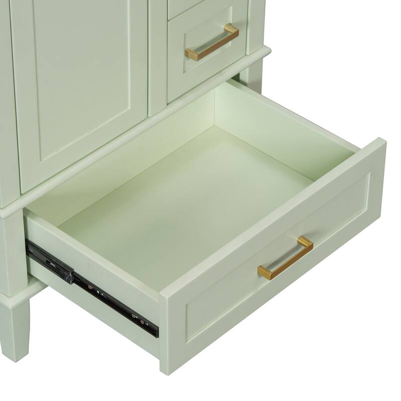 Freestanding Bathroom Vanity Cabinet with Ceramic Sink & 3 Drawers