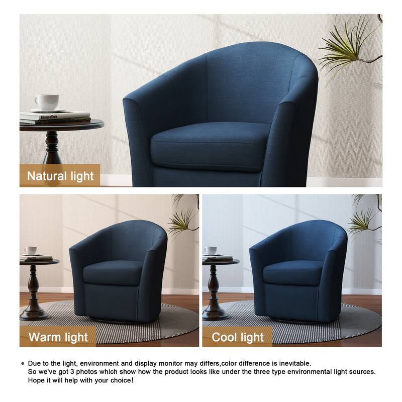 Linen Armchair Swivel Barrel Accent Chairs for Living Room