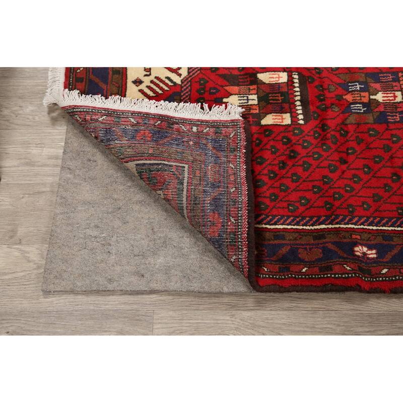 Geometric Tribal Hamedan Persian Area Rug Wool Handmade Foyer Carpet - 3'2" x 4'10"