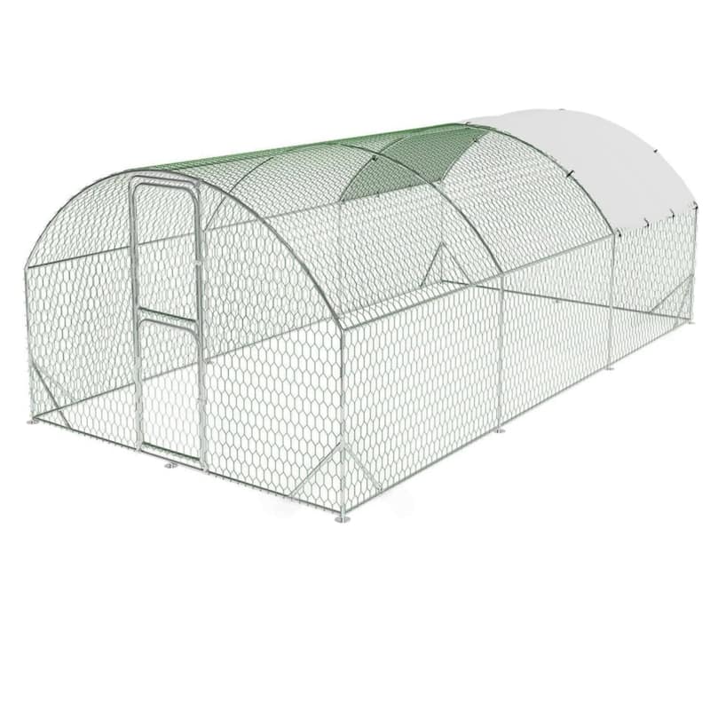 Metal Chicken Coop with Cover Large Walk-in Chicken Runs with ribs - 9.8*19.7*6.6FT