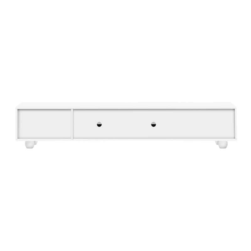 Media Console for TVs Up to 80", Entertainment Center with Glass Door, TV Storage Cabinet with Solid Wood Legs and Metal Handles