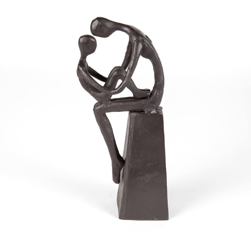 Mother and Child Tender Embrace Cast Iron Sculpture