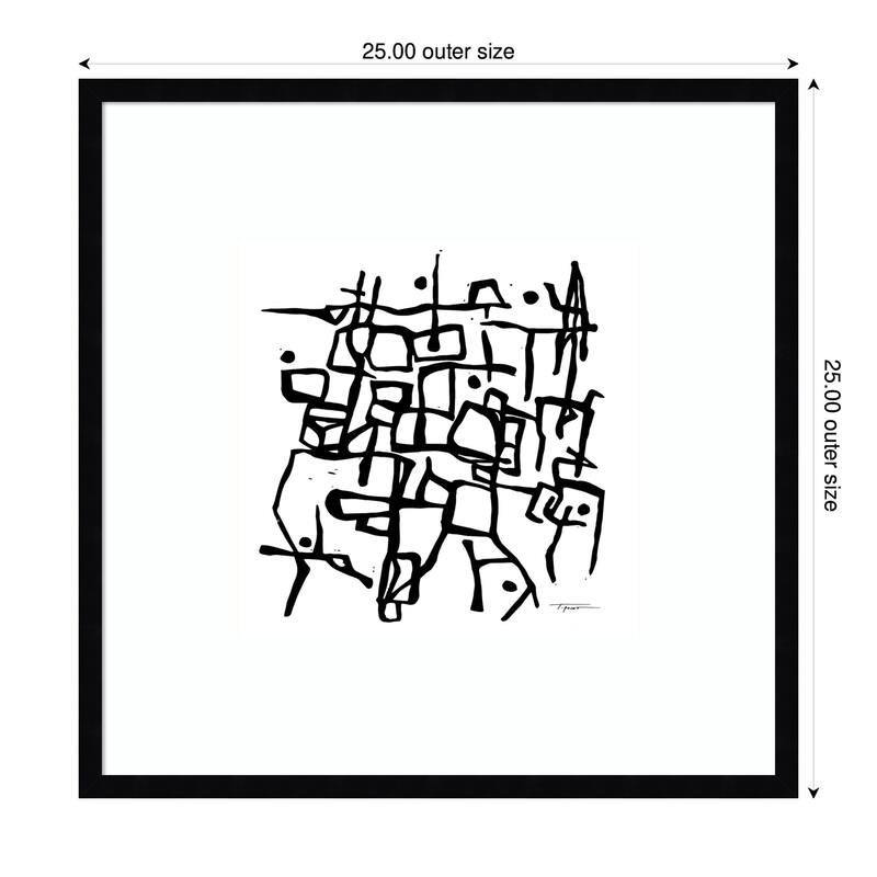 Kate and Laurel Organic Lines BW Grayscale by Statement Goods Framed Wall Art Print