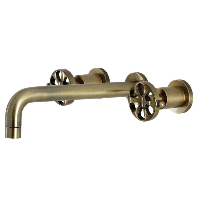 Belknap 3-Hole Wall Mount Roman Tub Faucet - Antique Brass