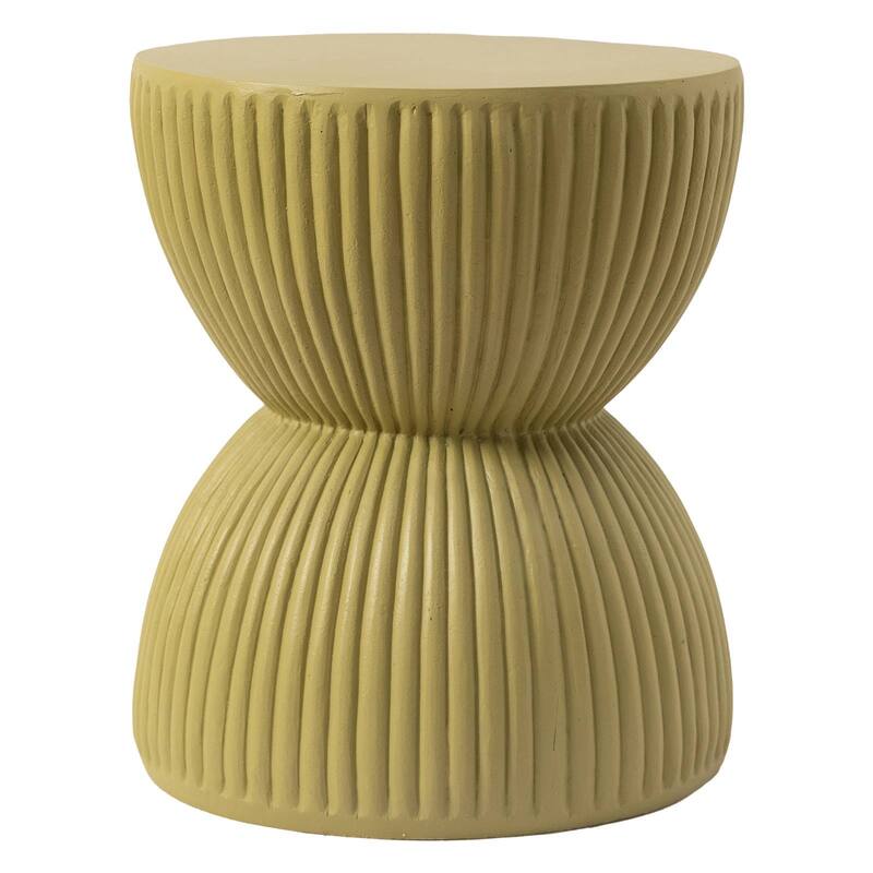 15" Wide Side Table in Painted Fiberstone with Hourglass Design Spire Collection - Olive Yellow