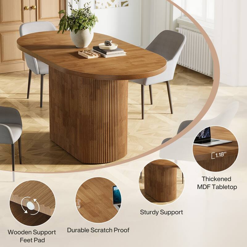 Rustic 47-Inch Oval Dining Table for 4, Wooden Kitchen Table for Small Spaces