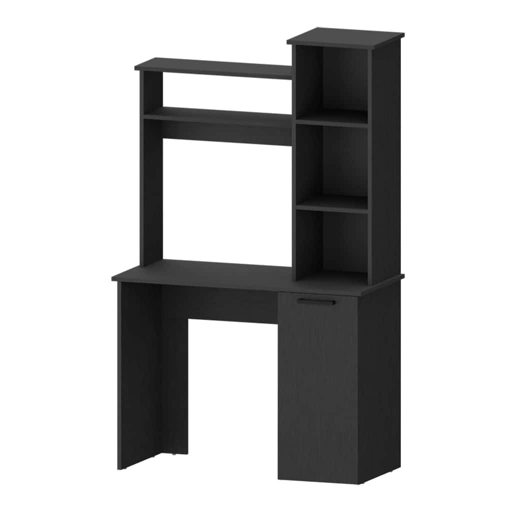 Wood Computer Desk with Hutch, Bookcase and 3-Tier Storage Shelves