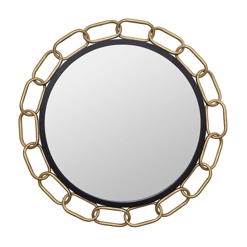 Varaluz Chains of Love Round Wall Mirror - Matte Black/Textured Gold