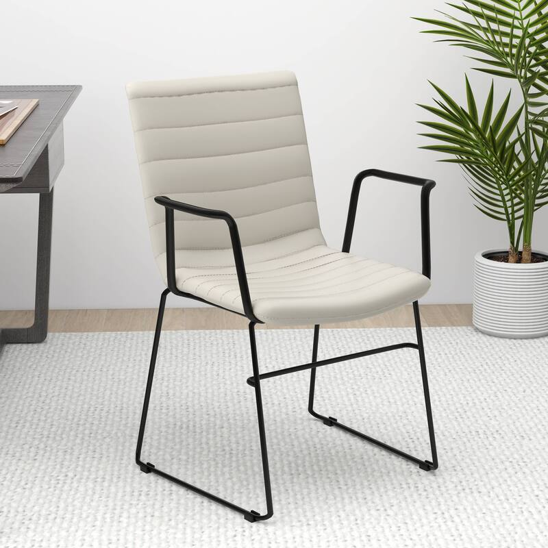 Zylar Ergonomic Guest Chair with Leather, Stainless Steel Base, High-Density Foam, Modern Design for Office or Waiting Room