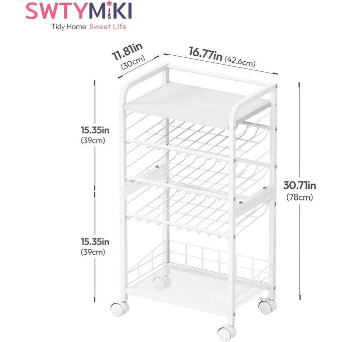 Can Organizer for Pantry - Stackable Rolling Snack Cart, Soda Can Organizer - 11.81"D x 16.77"W x 30.71"H