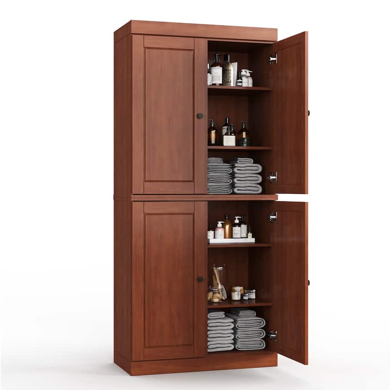 Palace Imports 100% Solid Wood Bathroom & Laundry Storage Cabinet, Raised Panel Doors, Adjustable Shelves, 32" Wide, 71.5" Tall