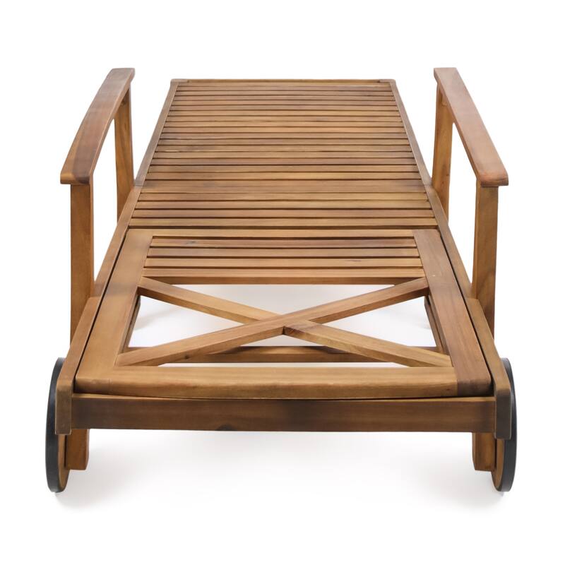 Perla Acacia Wood Chaise Lounge (Set of 2) by Christopher Knight Home