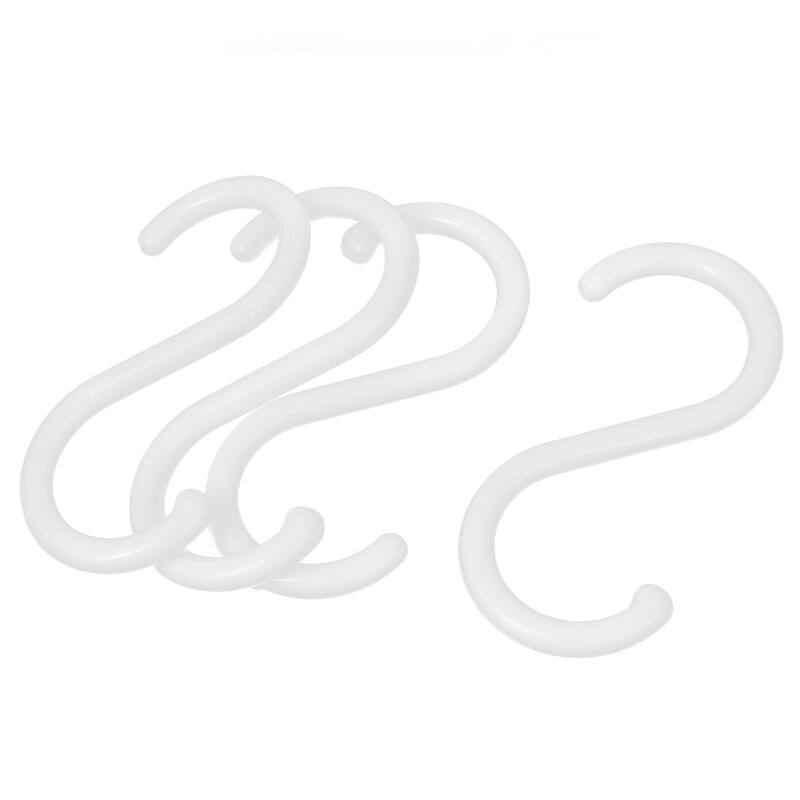 Home White Plastic S Shaped Shirt Towel Dress Clothes Hanger Hook 4PCS