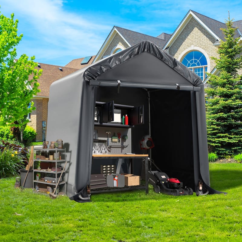 Outdoor Storage Shed and Carport Canopy: Portable Shelter for Bikes, Motorcycles, and Garden Storage