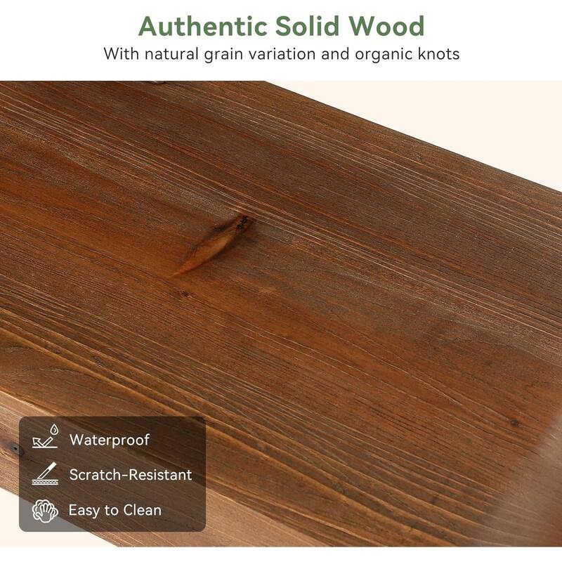 55" Solid Wood Dining Bench, Entryway Bench with Thick Block Seat, Modern Farmhouse Indoor Bench