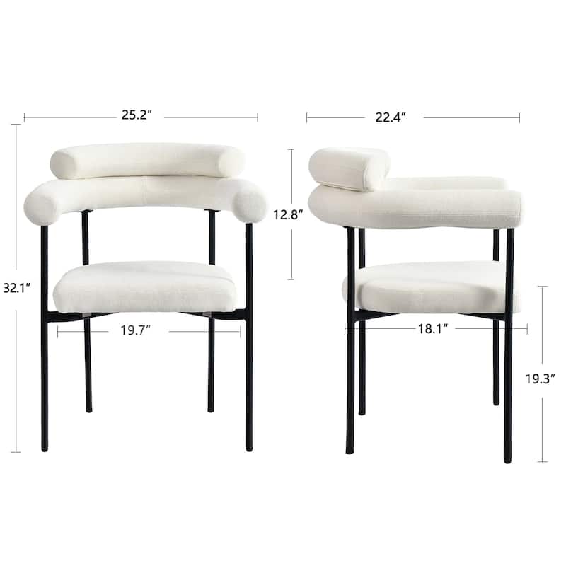 Boucle 25" Upholstered with Curved Backrest Dining Chairs