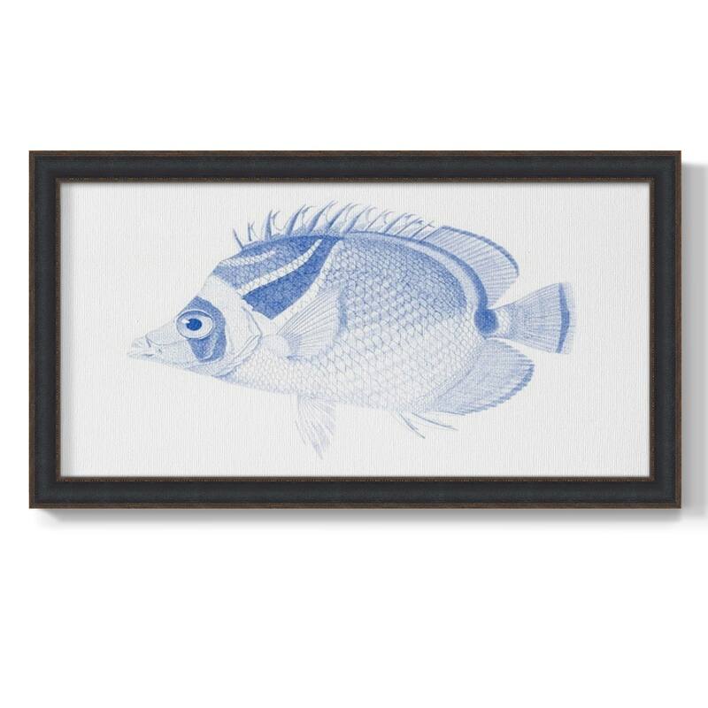 Blue & White Tropical Fish IV Premium Framed Canvas- Ready to Hang