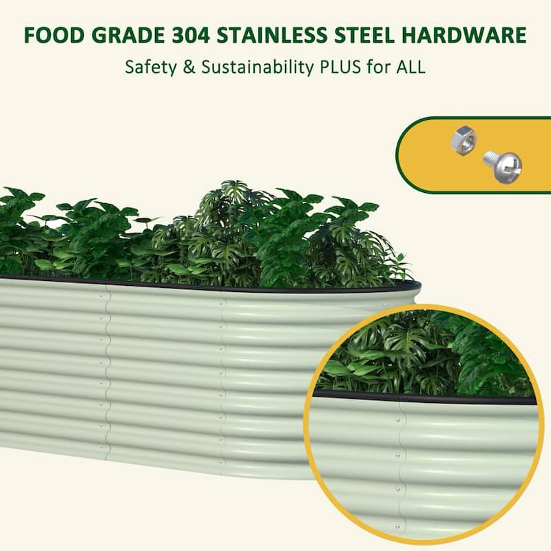 VEIKOUS 23.1''H Metal Galvanized Raised Garden Bed 9-in-1 Modular Outdoor Planter Box