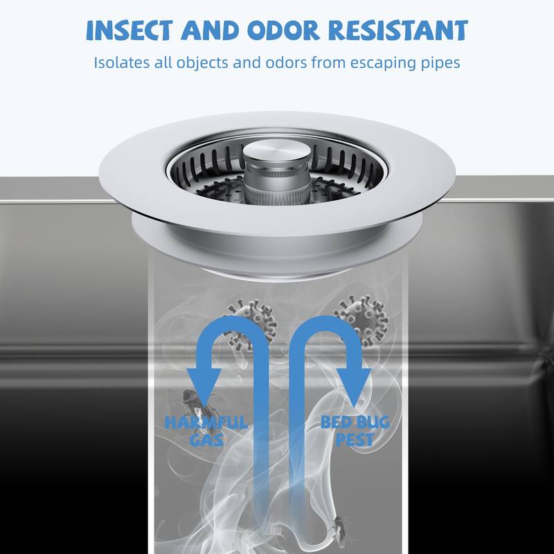 Stainless Steel 3 in 1 Kitchen Sink Drain Strainer for US 3-1/2" Drain