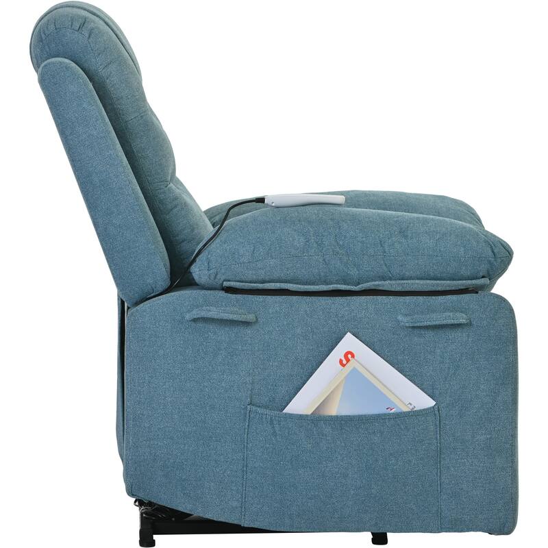 Standard Linen Power Lift Recliner Chair with Massage & Side Pocket