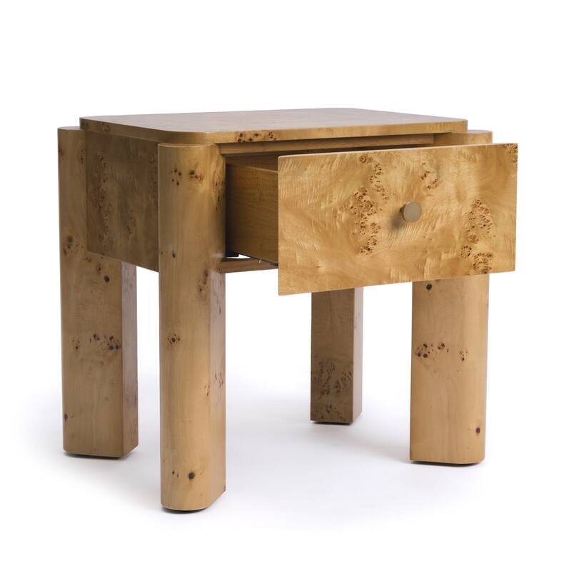 Studio London Nightstand Maple Burl Bedside Table Easy Assembly for Stylish