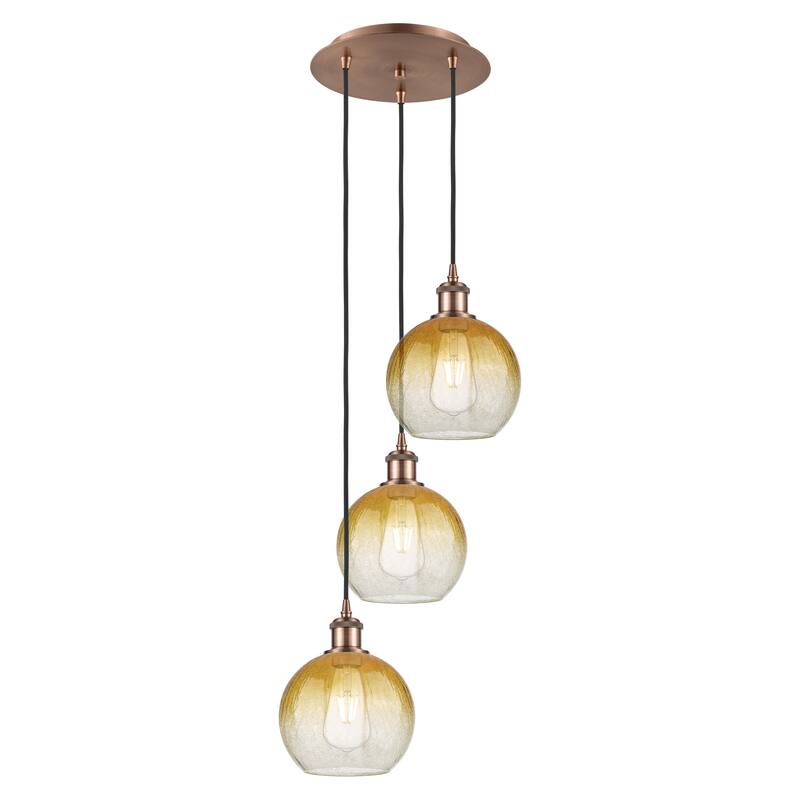 Innovations Lighting Endless Possibilities Ballston - Brookhaven Globe - 3 Light 14" Cord Hung Multi Pendant - Antique Copper/Amber