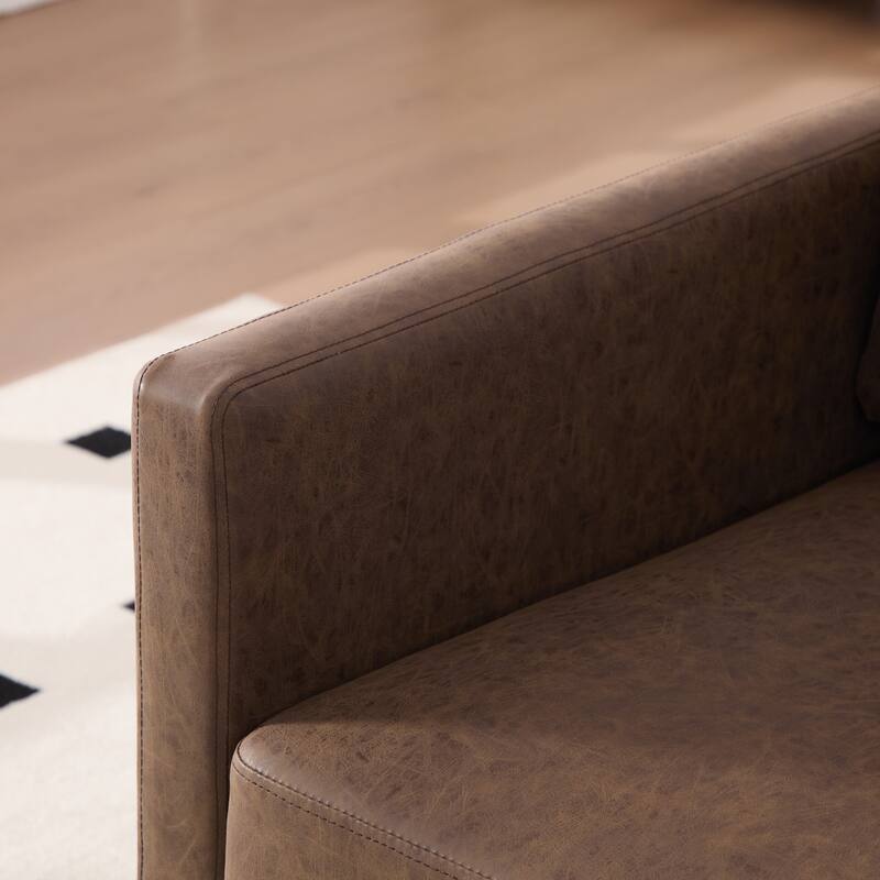 Modern PU Swivel Accent Chair with Armrest and Metal Base