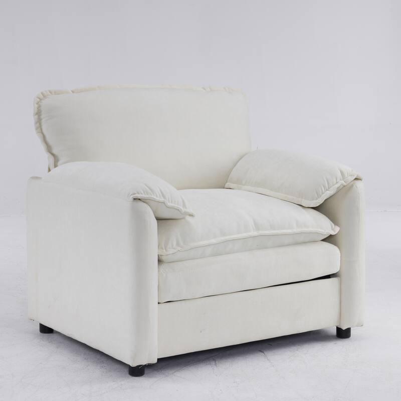 Oversized Chenille Bean Bag Chair, High Back Reading Armchair, Comfy Fluffy Sofa Chair with Cushions & Wide Seat
