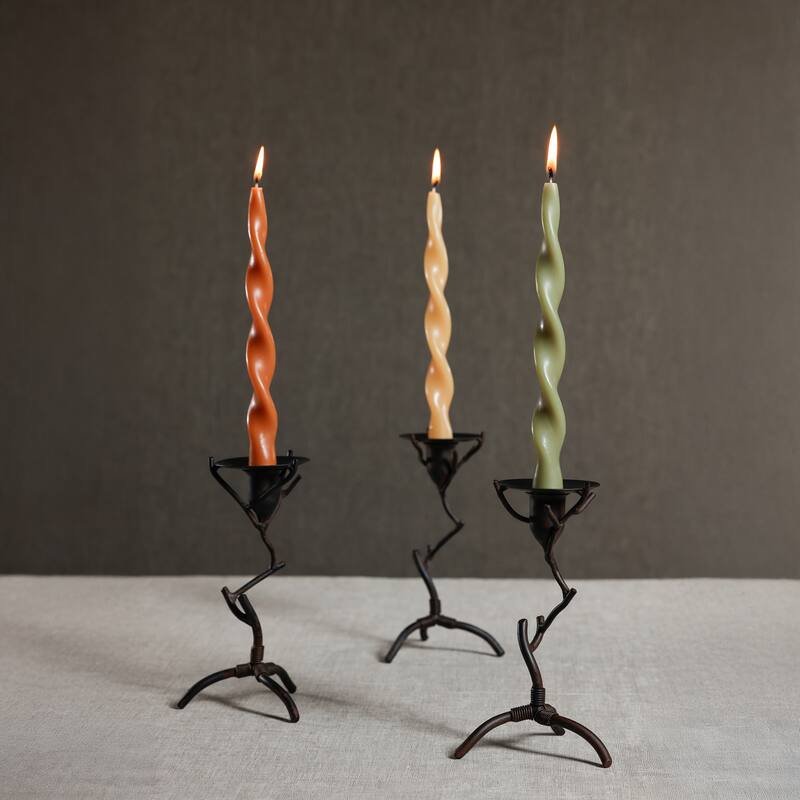 Lumière Twist Formal Taper Candles, Set of 12 - Holiday Table Décor