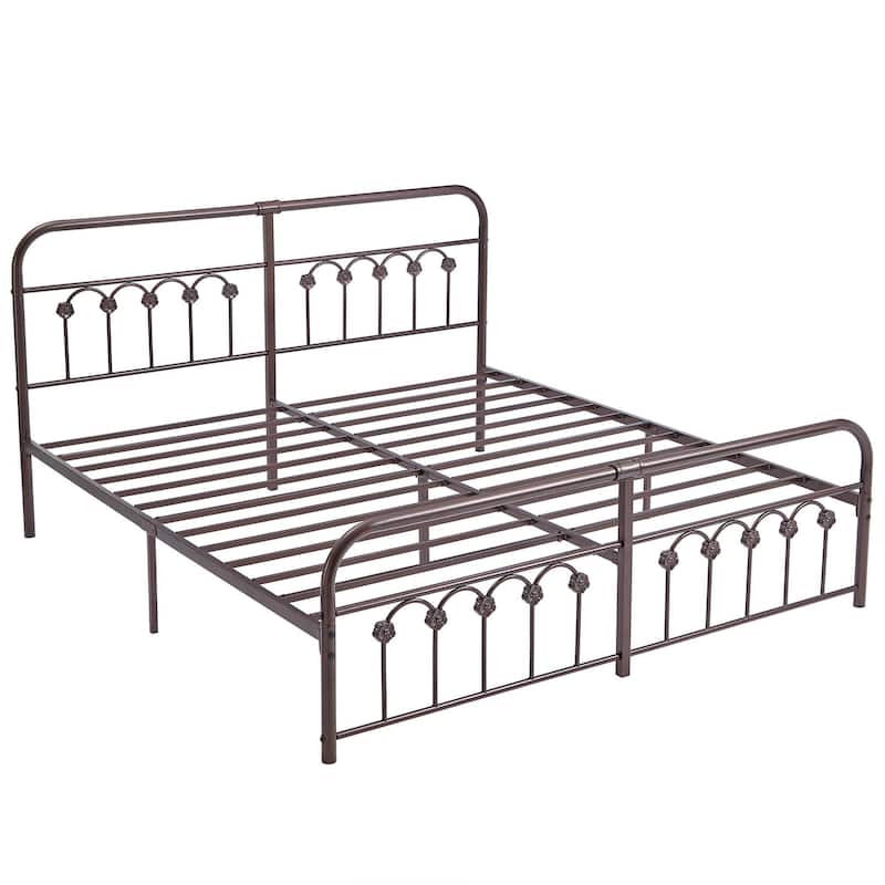 VECELO Industrial Metal Platform Bed Frame with Headboard Twin/Full/Queen/King Size Bed