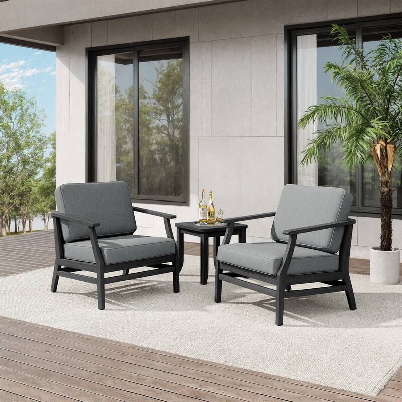 Teak Outdoor Bistro Set with Weather-Resistant Cushions (3-Piece Set)