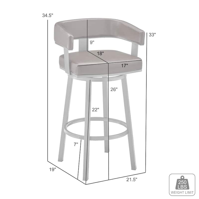 Cohen Modern Swivel Bar Stool, Upholstered Counter Chair with Metal Frame