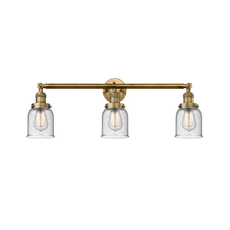 Innovations Lighting Small Bell 3 Light 30" Wide Bathroom Vanity Light - Brushed Brass / Seedy