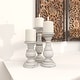 preview thumbnail 27 of 33, Mango Wood Turned Style Pillar Candle Holder (Set of 3) - White, Brown, Gold, Black, Light Blue, Cream, Silver