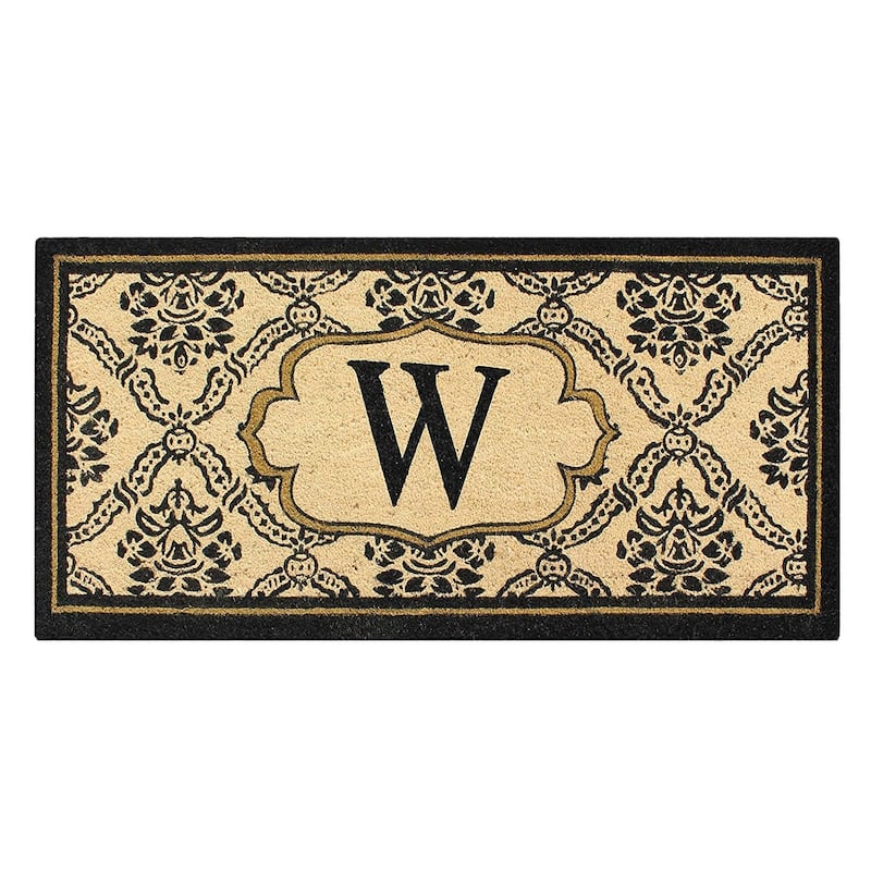 A1HC Uriel Treated Coir Monogrammed Entry Double Door Mat 30"x 60" - W