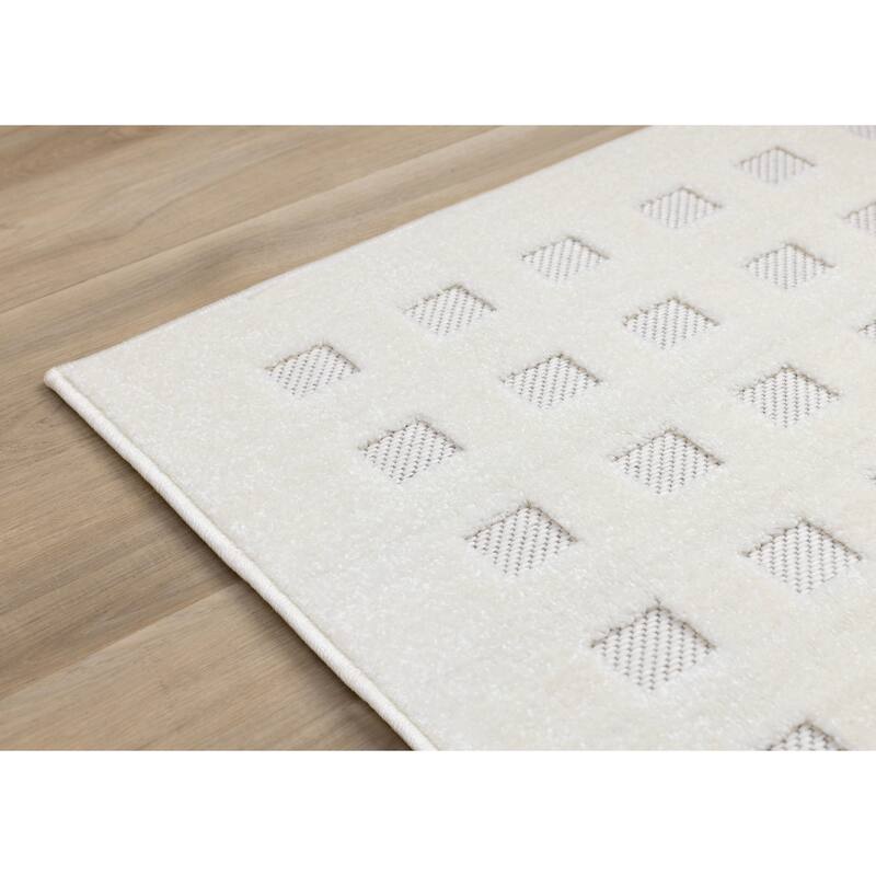 Oslo Collection - Carved Small Squares Checkered Area Rug